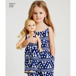 Simplicity Pattern 8146 Matching Outfits For Misses, Child & 18 Inch Doll All Sizes