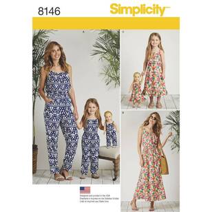 Simplicity Pattern 8146 Matching Outfits For Misses, Child & 18 Inch Doll All Sizes