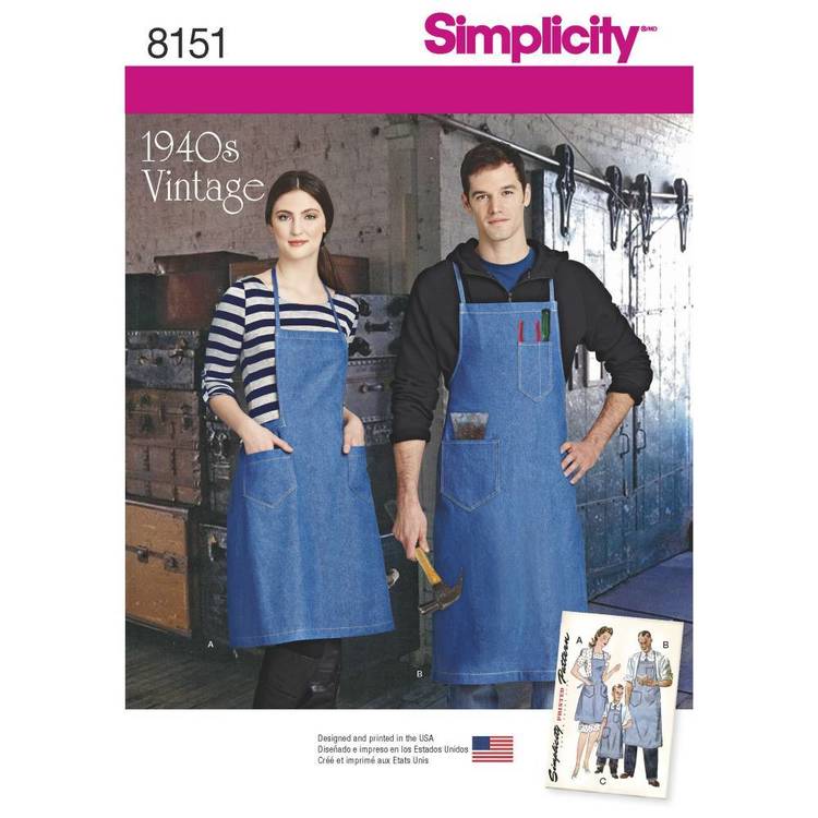 Simplicity Pattern 8151 Vintage Aprons For Boys