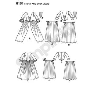 Simplicity Pattern 8161 Misses' 18Th Century Costume