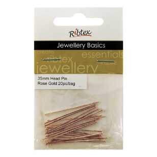 Ribtex Jewellery Basics Head Pins 20 Pack Rose Gold 35 mm