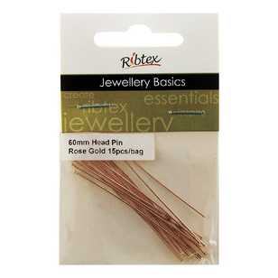 Ribtex Jewellery Basics Head Pins 15 Pack Rose Gold 60 mm