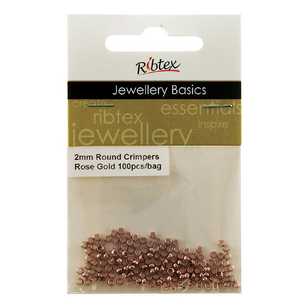 Ribtex Jewellery Basics Round Crimpers 100 Pack Rose Gold 2 mm