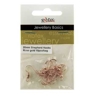 Ribtex Jewellery Basics Sheperd Hooks 10 Pack Rose Gold 20 mm