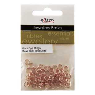 Ribtex Jewellery Basics Split Rings 60 Pack Rose Gold 6 mm