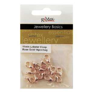 Ribtex Jewellery Basics Lobster Clasps 14 Pack Rose Gold 11 mm