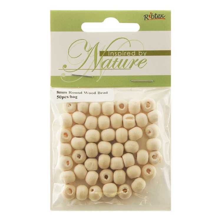 Non Varnish Round Wood Beads Pack Natural