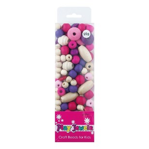 Ribtex Play Jewels Assorted Wooden Beads Pink, Purple & White 55 g