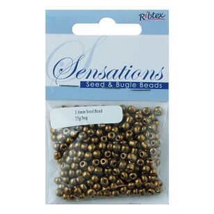 Ribtex Glass Seed and Bugle Beads Bag Antique Gold 3.6 mm