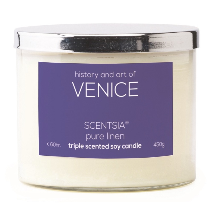 Scentsia History & Art Of Venice 450 g Soy Candle - Pure Linen