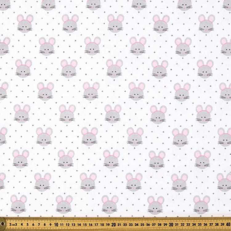 Miss Mouse Printed Flannelette White 112 cm