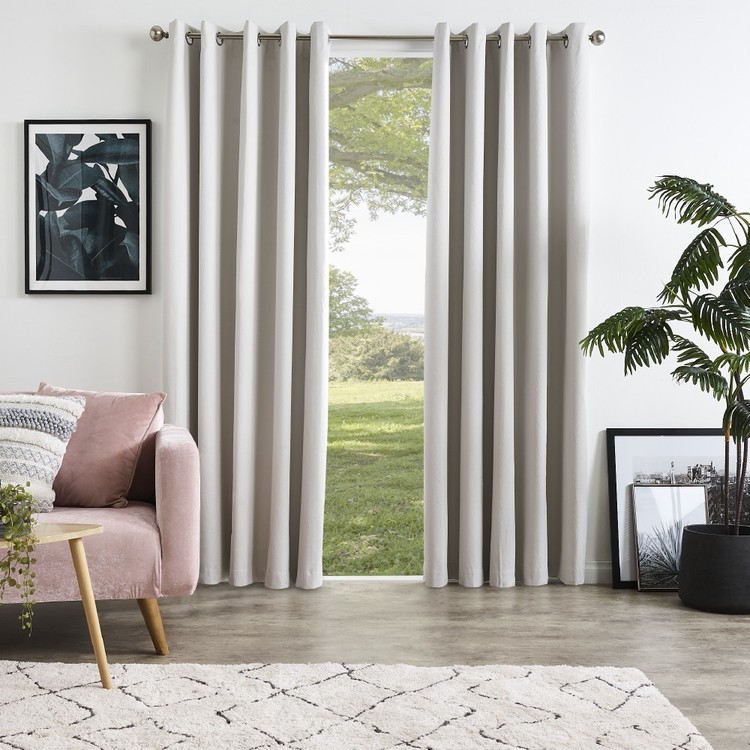 Fusion WHITWORTH STRIPE Grey 100% Cotton Ready Made Eyelet Curtains & Cushions e Fusion WHITWORTH STRIPE Grey 100% Cotton Ready Made Eyelet Curtains & Cushions e