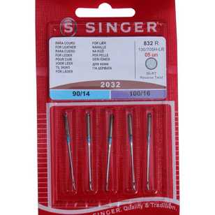 Singer Leather Needles 5 Pack Silver 90 - 100