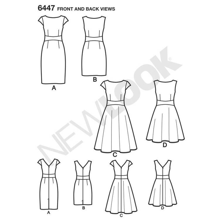 Dress Back Pattern New Look 6447 Misses' Dresses Pattern 8 - 20 (Paper)