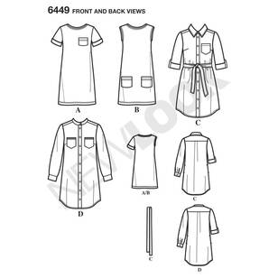 New Look Pattern 6449 Misses' Shirt & Knit Dress 8 - 20
