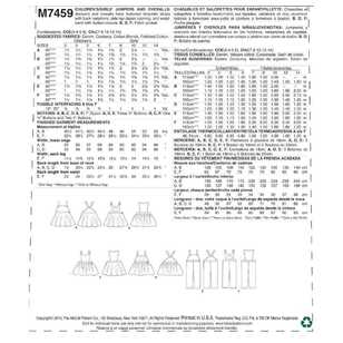 McCall's Pattern M7459 Children's/Girls' Jumpers and Overalls