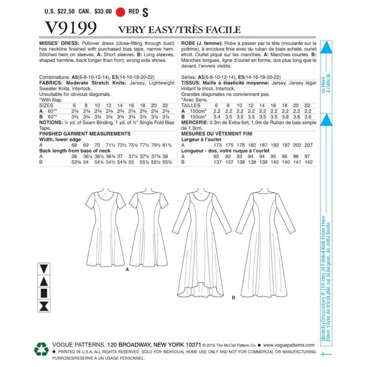 Vogue Pattern V9199 Misses Gathered Dresses