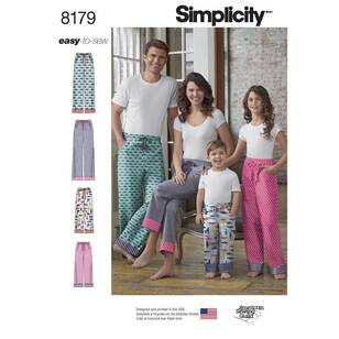 Simplicity Pattern 8179 Child, Teen & Adult Lounge Pant X Small - X Large