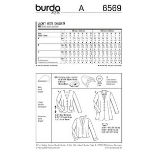 Burda 6569 Women's Jacket Pattern White