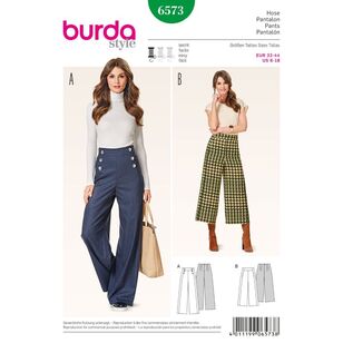 Burda 6573 Women's Pants Pattern White 6 - 18