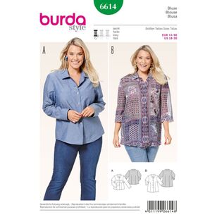 Burda 6614 Women's Blouse Pattern White 18 - 30