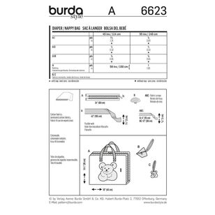 Burda 6623 Diaper and Nappy Bag Pattern White