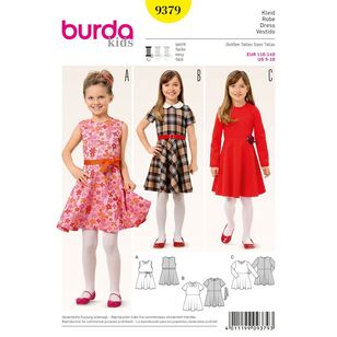 Burda 9379 Kids Dress Pattern White 5 - 10 Years