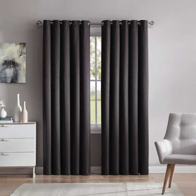 Bella Collection Abbey Eyelet Curtain Charcoal