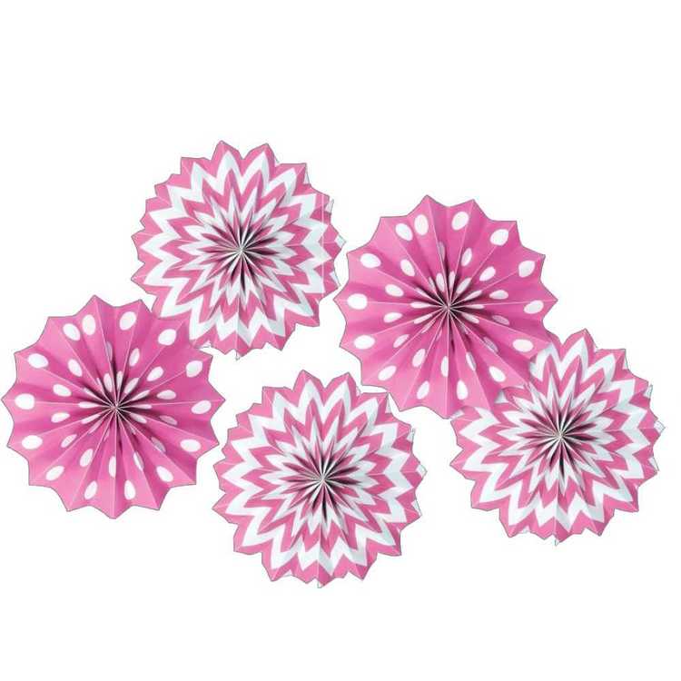 Amscan Paper Fans Bright Pink 8 in
