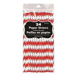 Amscan Low Cut Paper Straws Apple Red