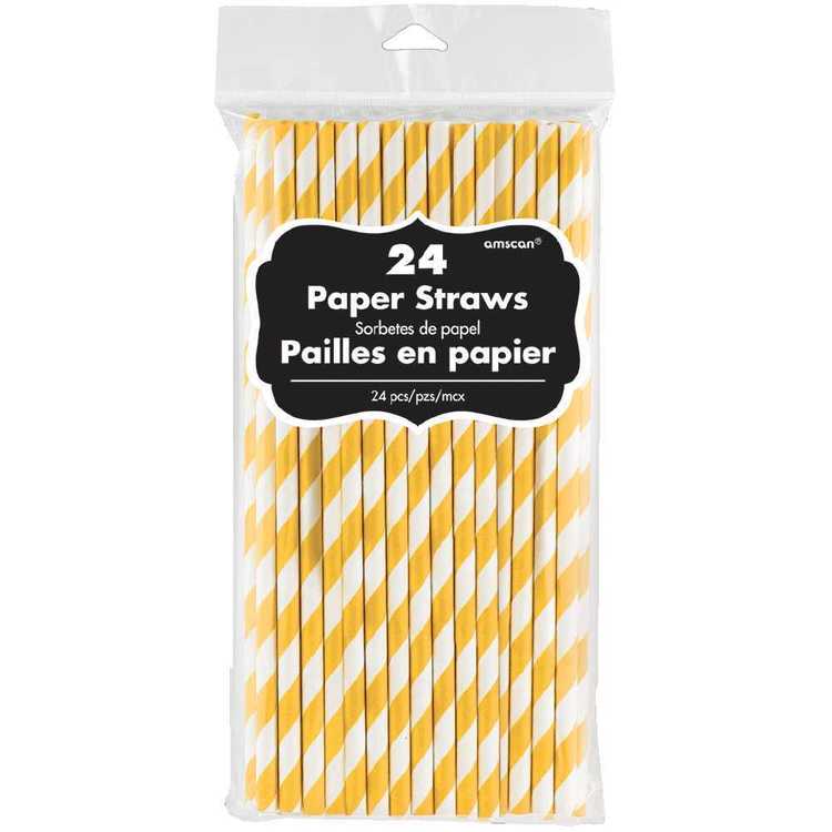 Amscan Low Cut Paper Straw Yellow