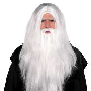 Amscan Sorcerer Wig And Beard Set White
