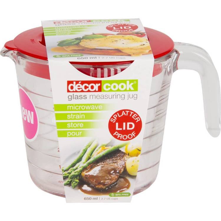 Decor Cook Jug Clear & Red 650 mL