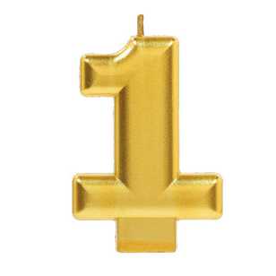 Amscan No. 1 Gold Metallic Numeral Candle Gold