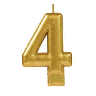 Amscan No. 4 Gold Metallic Numeral Candle Gold
