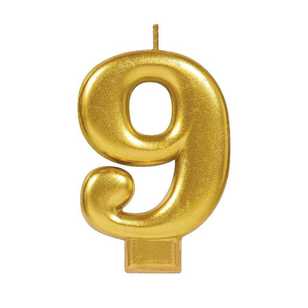 Amscan No. 9 Gold Metallic Numeral Candle Gold