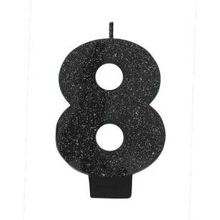 Amscan No. 8 Black Glitter Numeral Candle Black