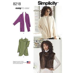 Simplicity Pattern 8218 Misses' Easy-to-Sew Jackets and Vest ALL SIZES
