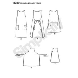 Simplicity Pattern 8230 Misses' Dottie Angel Reversible Apron Dress and Tabard ALL SIZES