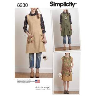 Simplicity Pattern 8230 Misses' Dottie Angel Reversible Apron Dress and Tabard ALL SIZES