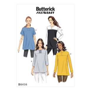 Butterick Pattern B6416 Misses' Button-Closure Tunics with Yokes