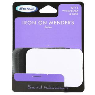 Semco Iron-On Menders White, Black & Grey