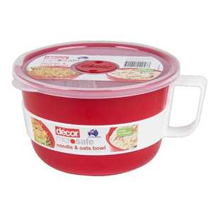 Decor Microsafe Noodle/Oat Bowl Red & White