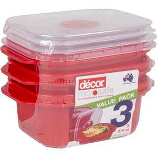Decor Microsafe Oblong Container Red 375 mL