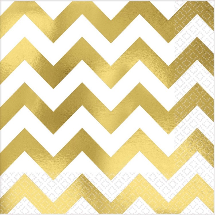 Amscan Gold Chevron Hot Stamp Lunch Napkin Gold