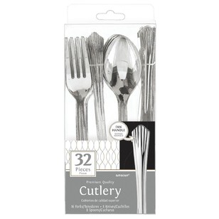 Amscan Silver Look Assorted Cutlery Silver