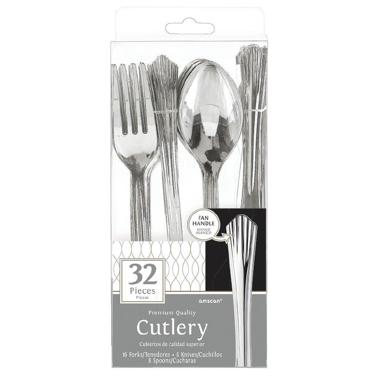 Amscan Silver Look Assorted Cutlery