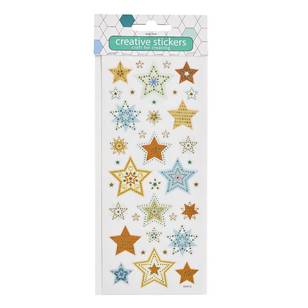 Arbee Stars Colourful Patterned Stickers Sheet Multicoloured