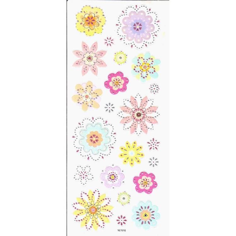 Arbee Flowers Colourful Stickers Sheet Multicoloured