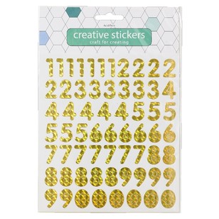 Arbee Numbers Holographic Stickers Sheet Holographic Gold